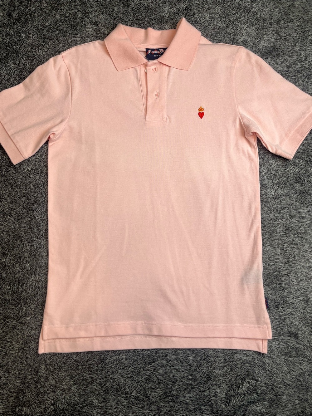 Rowing Blazers "Heart Icon" Embroidered Pique Polo - Light Pink - Men's XS NWT